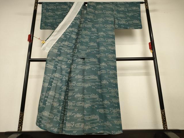 平和屋着物＊夏物 小紋 絽 流水飛鳥文 正絹 逸品 AABG9137jd