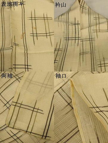 平和屋着物＊夏物 紗紬 井桁絣 正絹 逸品 AABG9139jd
