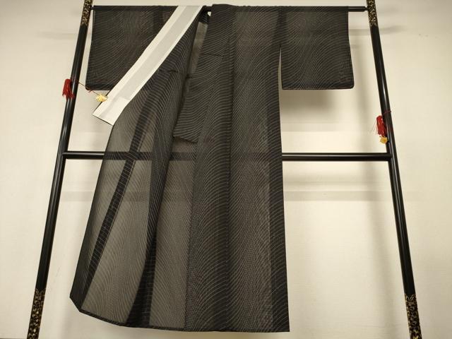 平和屋着物＊夏物　紗紬　霞文　反端付き　正絹　逸品　AABG9140jd 平和屋着物＊夏物 紗紬 霞文 反端付き 正絹 逸品 AABG9140jdの通販 by