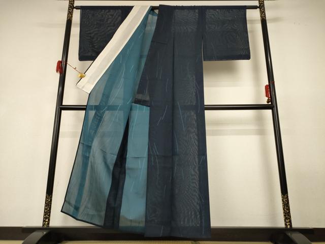平和屋着物＊夏物 小紋 紗 よろけ縞 正絹 逸品 AABG9145jd