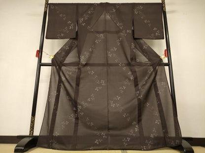 平和屋着物＊夏物　小紋　紗　萩文　洗える着物　AABG9147jd
