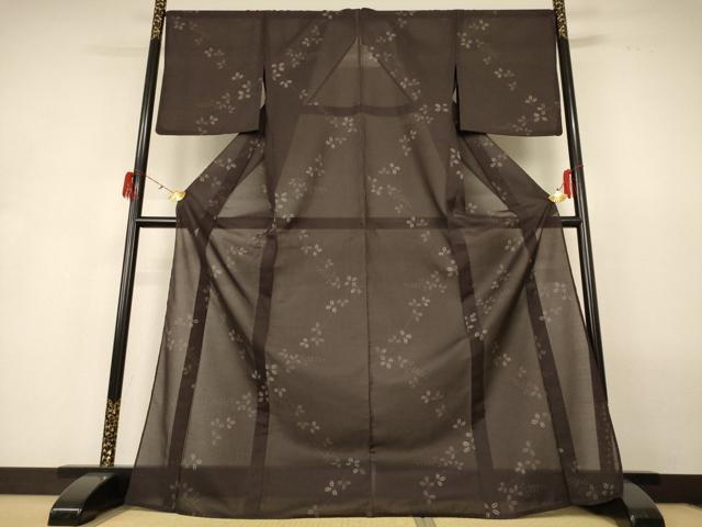 平和屋着物＊夏物　小紋　紗　萩文　洗える着物　AABG9147jd