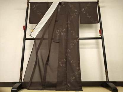 平和屋着物＊夏物　小紋　紗　萩文　洗える着物　AABG9147jd