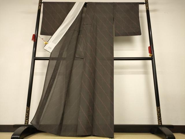 平和屋着物＊夏物 洗える最高級着物 ＜英＞はなぶさ謹製 小紋 紗 斜縞 洗える着物 AABG9150jd