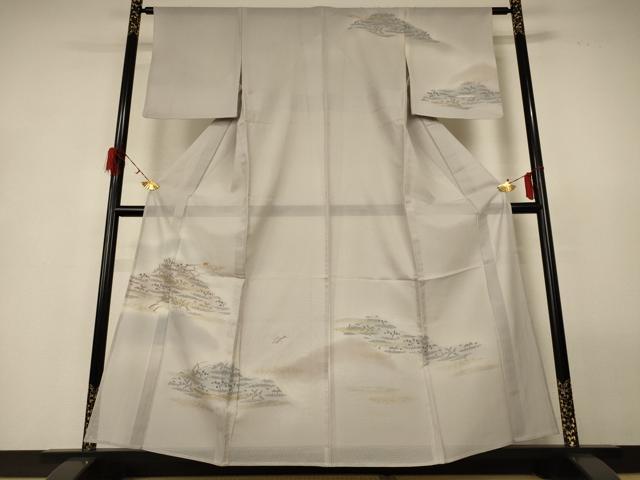 平和屋着物＊夏物 訪問着 紗 風景花鳥文 暈し染め 金彩 正絹 逸品 AABG9152jd