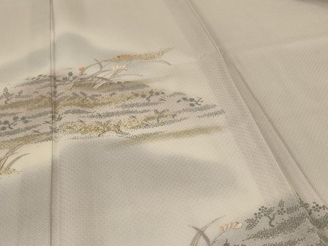 平和屋着物＊夏物 訪問着 紗 風景花鳥文 暈し染め 金彩 正絹 逸品 AABG9152jd