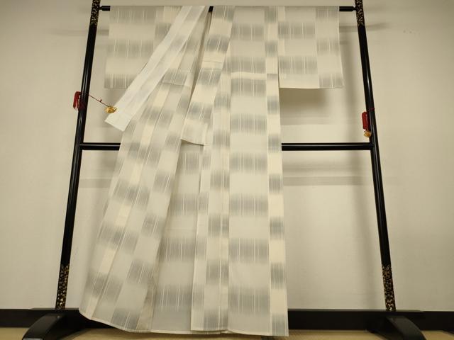 平和屋着物＊夏物　明石ちぢみ　紗　横段文　暈し染め　正絹　逸品　AABG9156jd