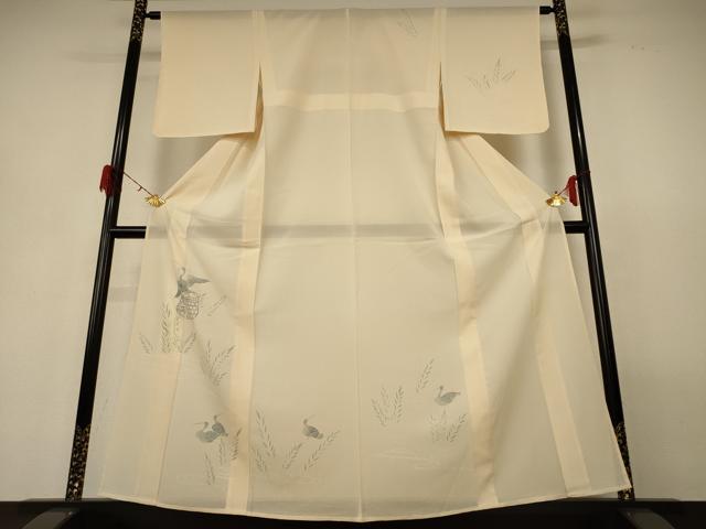 平和屋着物＊夏物 訪問着 絽 流水花鳥文 正絹 逸品 AABG9158jd