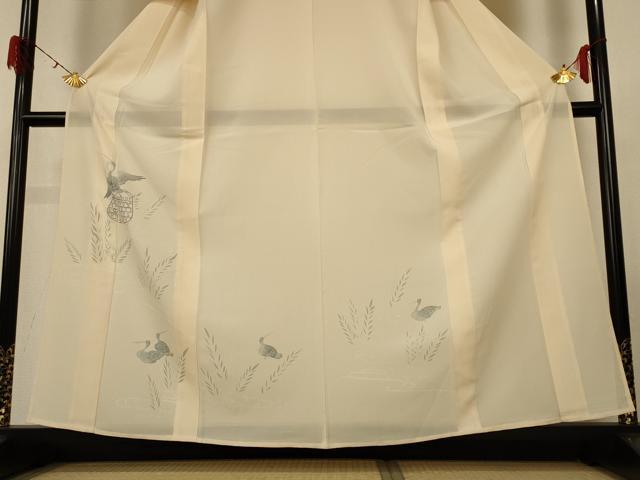 平和屋着物＊夏物 訪問着 絽 流水花鳥文 正絹 逸品 AABG9158jd
