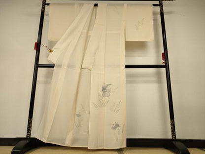 平和屋着物＊夏物 訪問着 絽 流水花鳥文 正絹 逸品 AABG9158jd