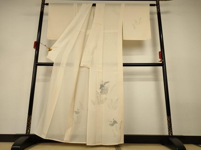 平和屋着物＊夏物 訪問着 絽 流水花鳥文 正絹 逸品 AABG9158jd
