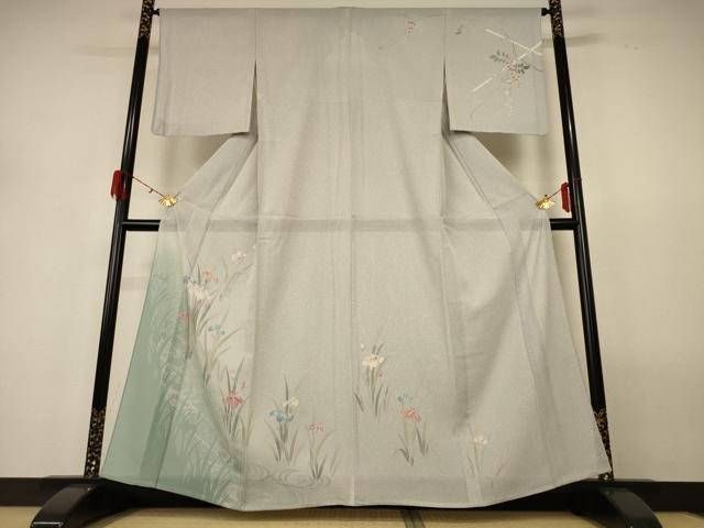 平和屋着物＊夏物 訪問着 絽 流水草花文 暈し染め 正絹 逸品 AABG9159jd