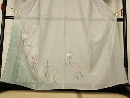 平和屋着物＊夏物 訪問着 絽 流水草花文 暈し染め 正絹 逸品 AABG9159jd