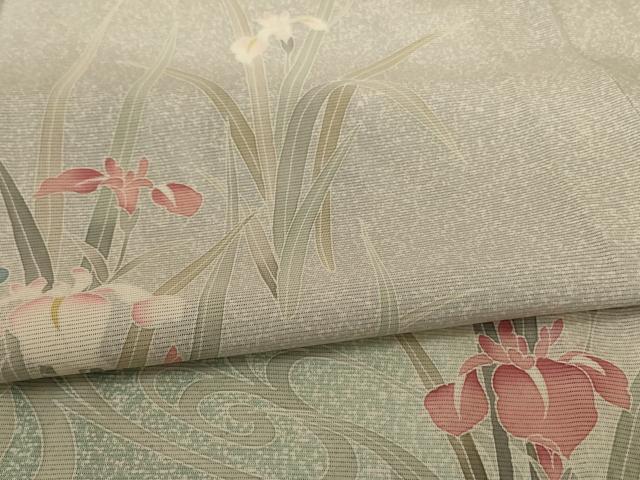 平和屋着物＊夏物 訪問着 絽 流水草花文 暈し染め 正絹 逸品 AABG9159jd