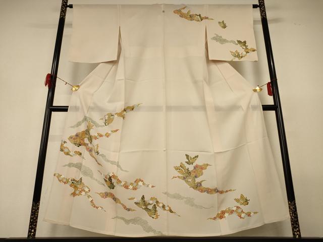 平和屋着物＊夏物 訪問着 絽 吉祥花蝶文 正絹 逸品 AABG9160jd