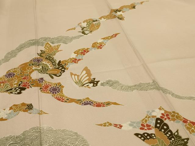 平和屋着物＊夏物 訪問着 絽 吉祥花蝶文 正絹 逸品 AABG9160jd