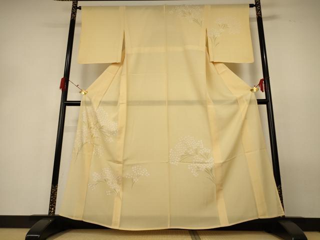 平和屋着物＊夏物 訪問着 絽 草花文 銀彩 正絹 逸品 AABG9161jd