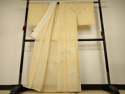 平和屋着物＊夏物 訪問着 絽 草花文 銀彩 正絹 逸品 AABG9161jd