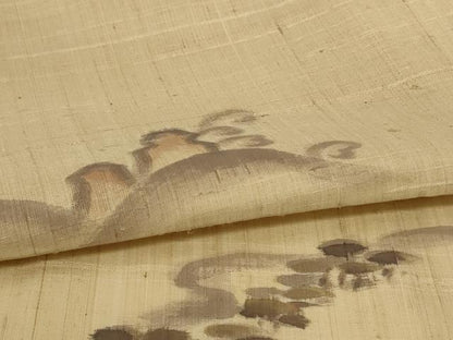 平和屋着物＊夏物 生紬 風景文 正絹 逸品 AABG9165jd