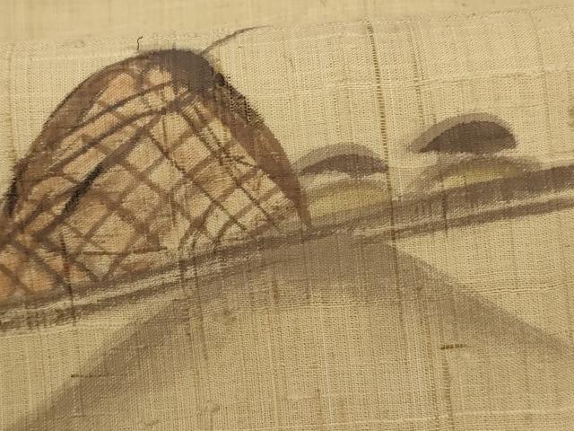 平和屋着物＊夏物 生紬 風景文 正絹 逸品 AABG9165jd