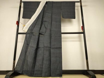 平和屋着物＊夏物 重要無形文化財 本場宮古上布 斜縞 苧麻 逸品 AABG9166jd