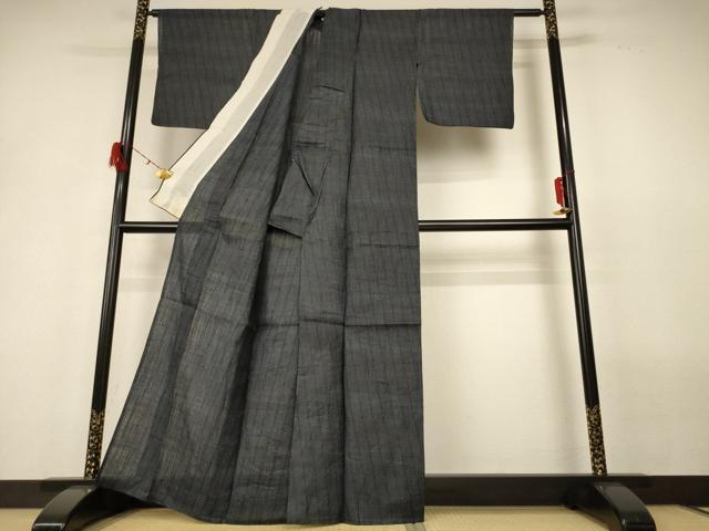 平和屋着物＊夏物 重要無形文化財 本場宮古上布 斜縞 苧麻 逸品 AABG9166jd