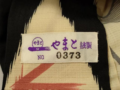 平和屋着物＊夏物 小紋 紗 麻の葉文様 やまと誂製 正絹 逸品 AABG9167jd