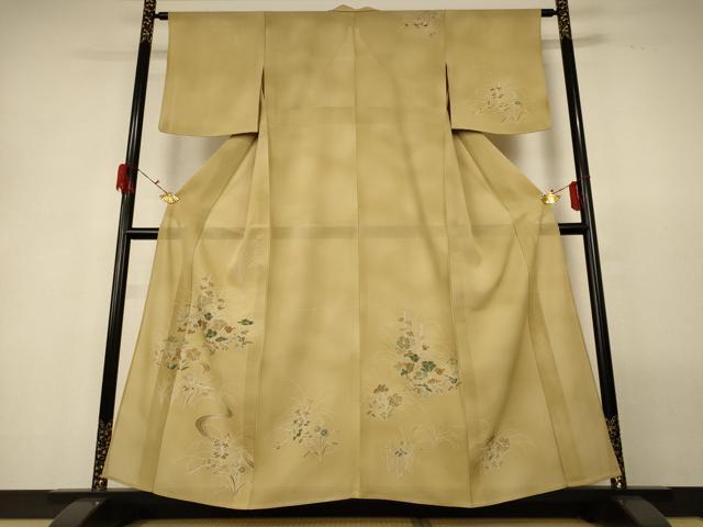 平和屋着物＊夏物 訪問着 絽 流水花文 正絹 逸品 AABG9168jd