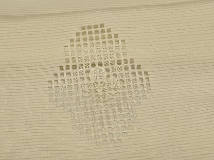 平和屋着物＊夏物 無地絵羽訪問着 絽 刺繍 鳥の子色 正絹 逸品 AABG9170jd