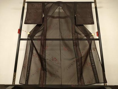 平和屋着物＊夏物 小紋 紗 舞花文 正絹 逸品 AABG9171jd