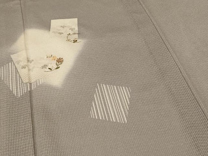 平和屋着物＊夏物 訪問着 紗 刺繍 色紙草花文 正絹 逸品 AABG9174jd