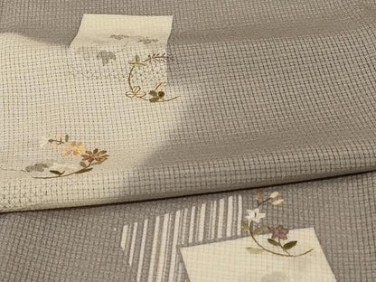 平和屋着物＊夏物 訪問着 紗 刺繍 色紙草花文 正絹 逸品 AABG9174jd