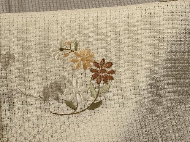 平和屋着物＊夏物 訪問着 紗 刺繍 色紙草花文 正絹 逸品 AABG9174jd