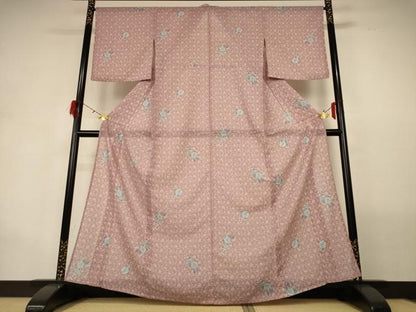 平和屋着物＊夏物　小紋　紗　辻が花　洗える着物　AABG9175jd