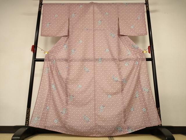 平和屋着物＊夏物　小紋　紗　辻が花　洗える着物　AABG9175jd