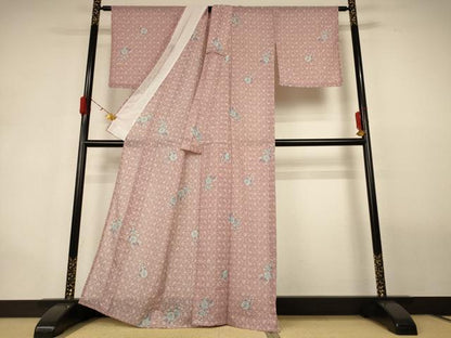 平和屋着物＊夏物　小紋　紗　辻が花　洗える着物　AABG9175jd