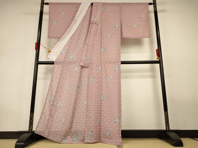 平和屋着物＊夏物　小紋　紗　辻が花　洗える着物　AABG9175jd