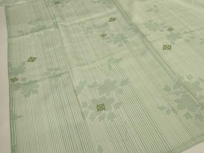 平和屋着物＊夏物 小紋 絽 草花文 反端付き 正絹 逸品 AABG9176jd