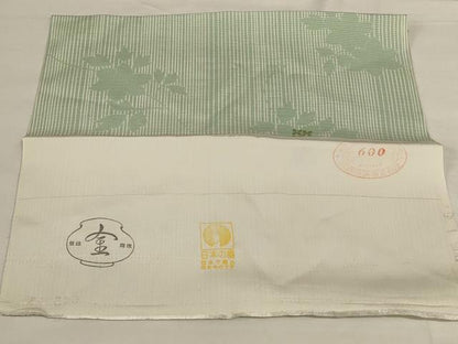 平和屋着物＊夏物 小紋 絽 草花文 反端付き 正絹 逸品 AABG9176jd