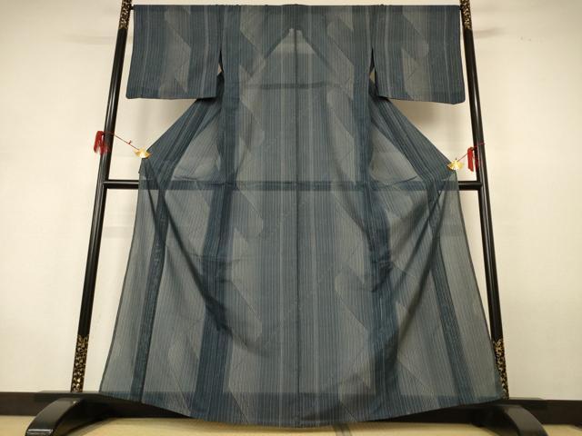 平和屋着物＊夏物 小紋 紗 幾何学文様 洗える着物 AABG9180jd