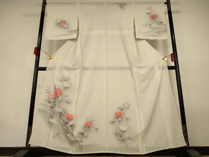 平和屋着物＊夏物 訪問着 絽 手描き 枝花文 正絹 逸品 未使用 AABG9184jd