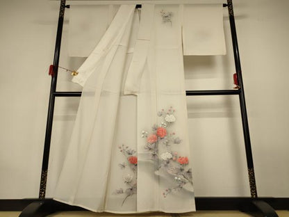 平和屋着物＊夏物 訪問着 絽 手描き 枝花文 正絹 逸品 未使用 AABG9184jd