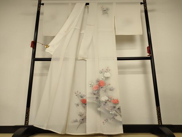 平和屋着物＊夏物 訪問着 絽 手描き 枝花文 正絹 逸品 未使用 AABG9184jd