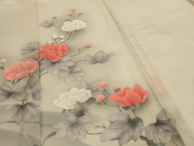 平和屋着物＊夏物 訪問着 絽 手描き 枝花文 正絹 逸品 未使用 AABG9184jd