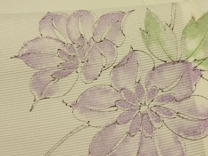 平和屋着物＊夏物 小紋 絽 手描き 草花文 洗える着物 AABG9186jd