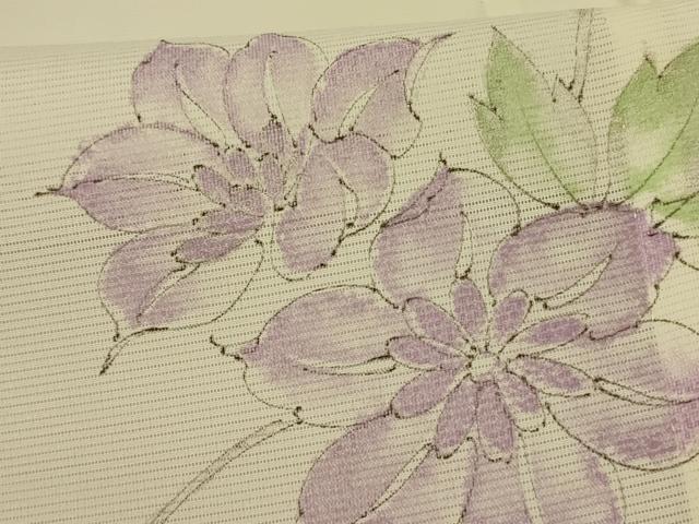 平和屋着物＊夏物 小紋 絽 手描き 草花文 洗える着物 AABG9186jd