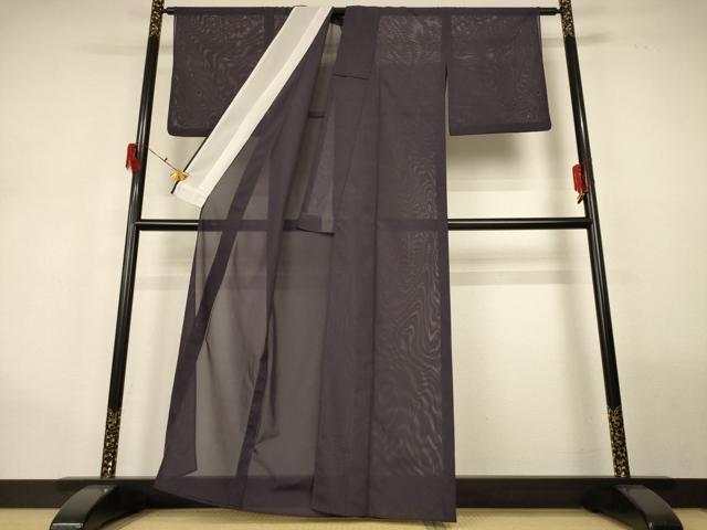 平和屋着物＊夏物　色無地　絽　黒紅色　洗える着物　AABG9189jd