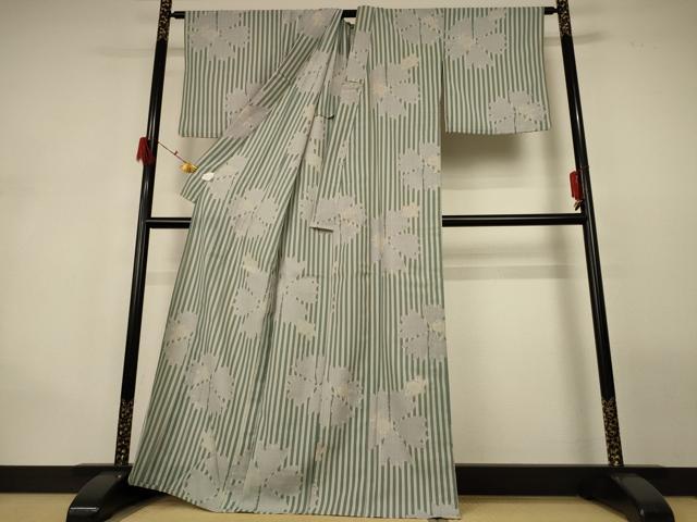 平和屋着物＊夏物 小紋 紗 舞花文 兎 洗える着物 AABG9193jd