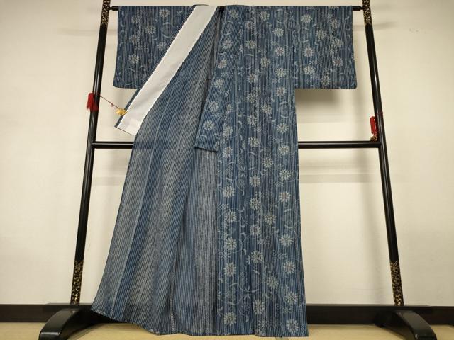 平和屋着物＊夏物 小紋 紗 花唐草文 洗える着物 AABG9195jd