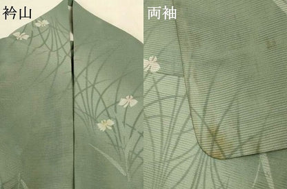 平和屋着物＊夏物 小紋 絽 草花文 暈し染め 洗える着物 AABG9197jd